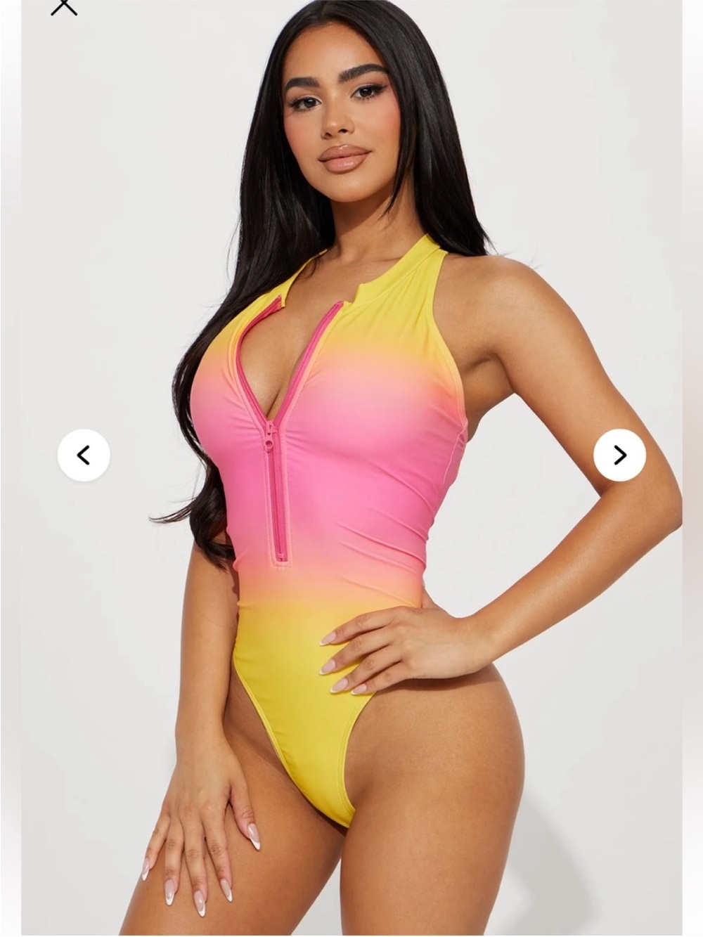Fashion nova Pink and Yellow One-Piece Swimsuit
